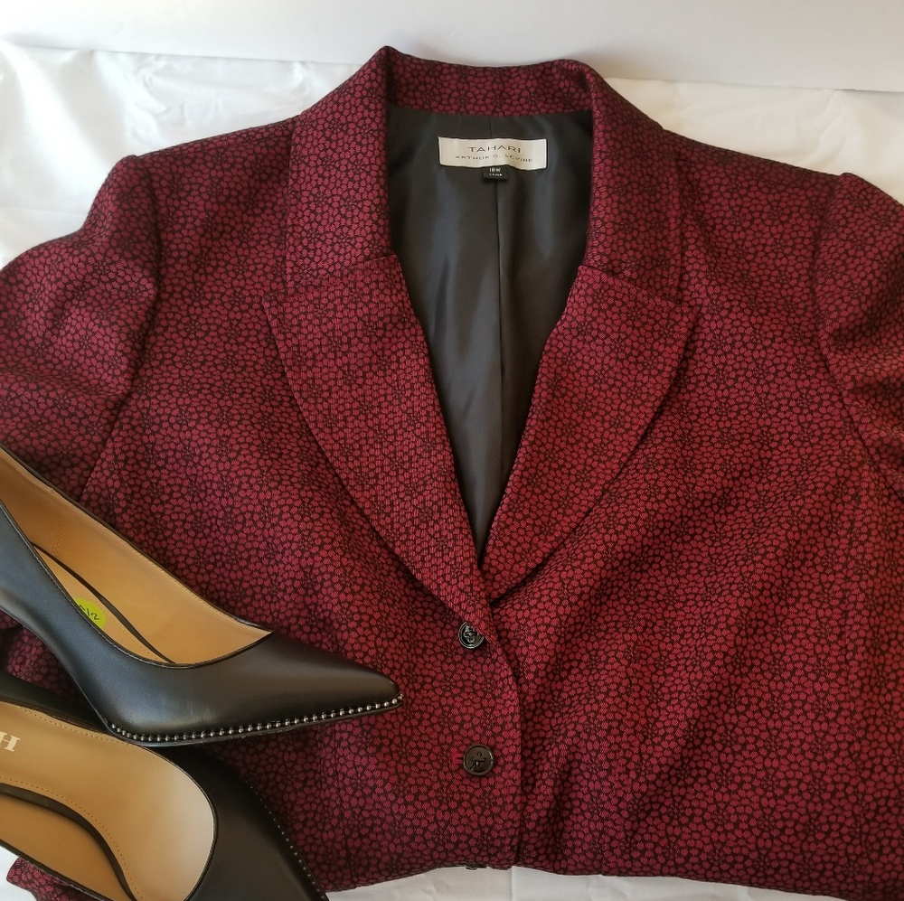 Tahari Peplum Belted Blazer Plus Size